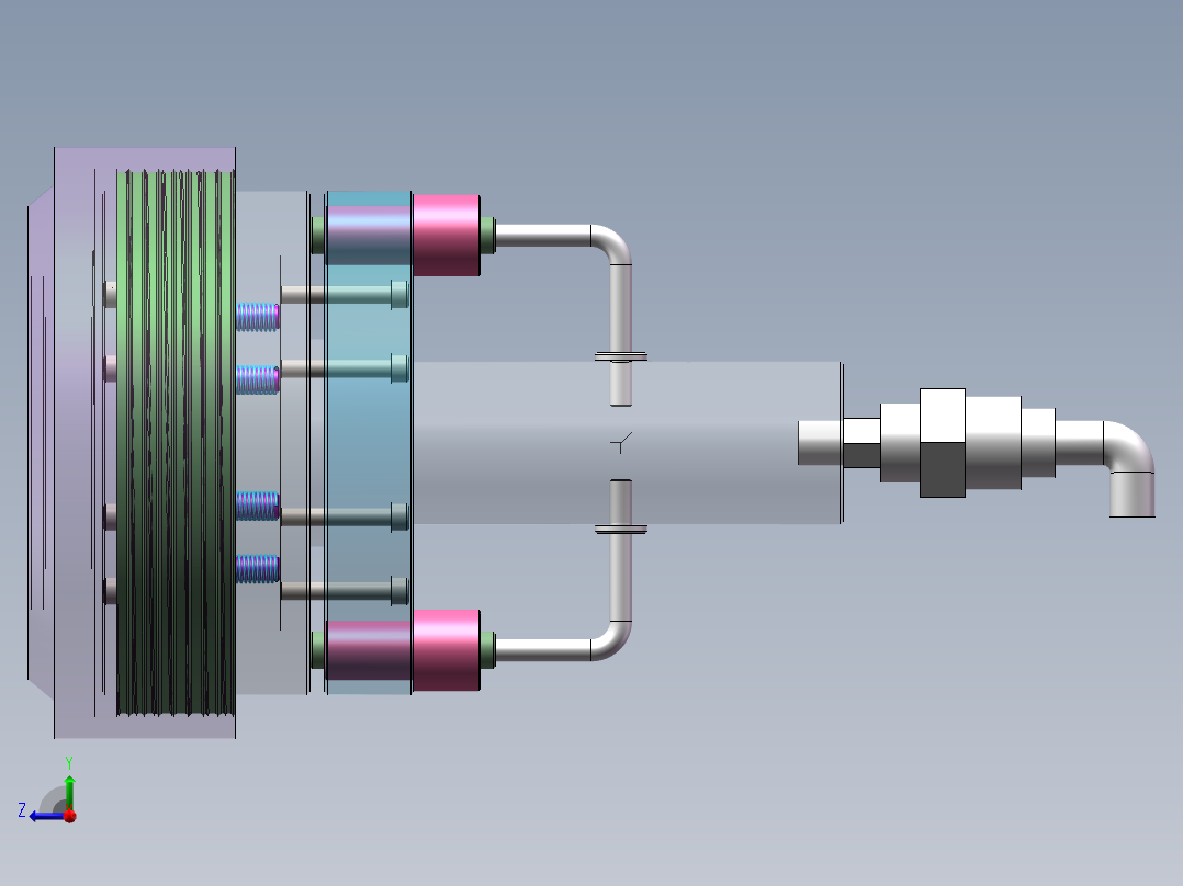 Q035-一种新型液压控制多片式摩擦离合器设计【三维SolidWorks】右视图