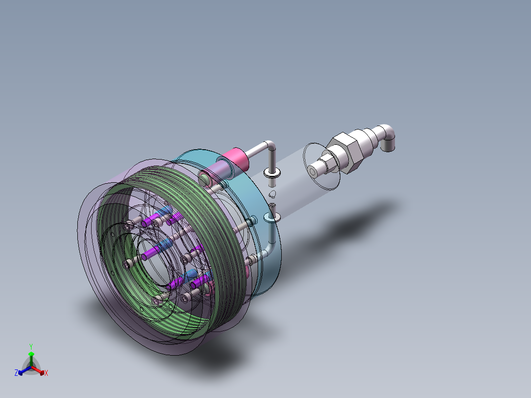 Q035-一种新型液压控制多片式摩擦离合器设计【三维SolidWorks】正等轴测图