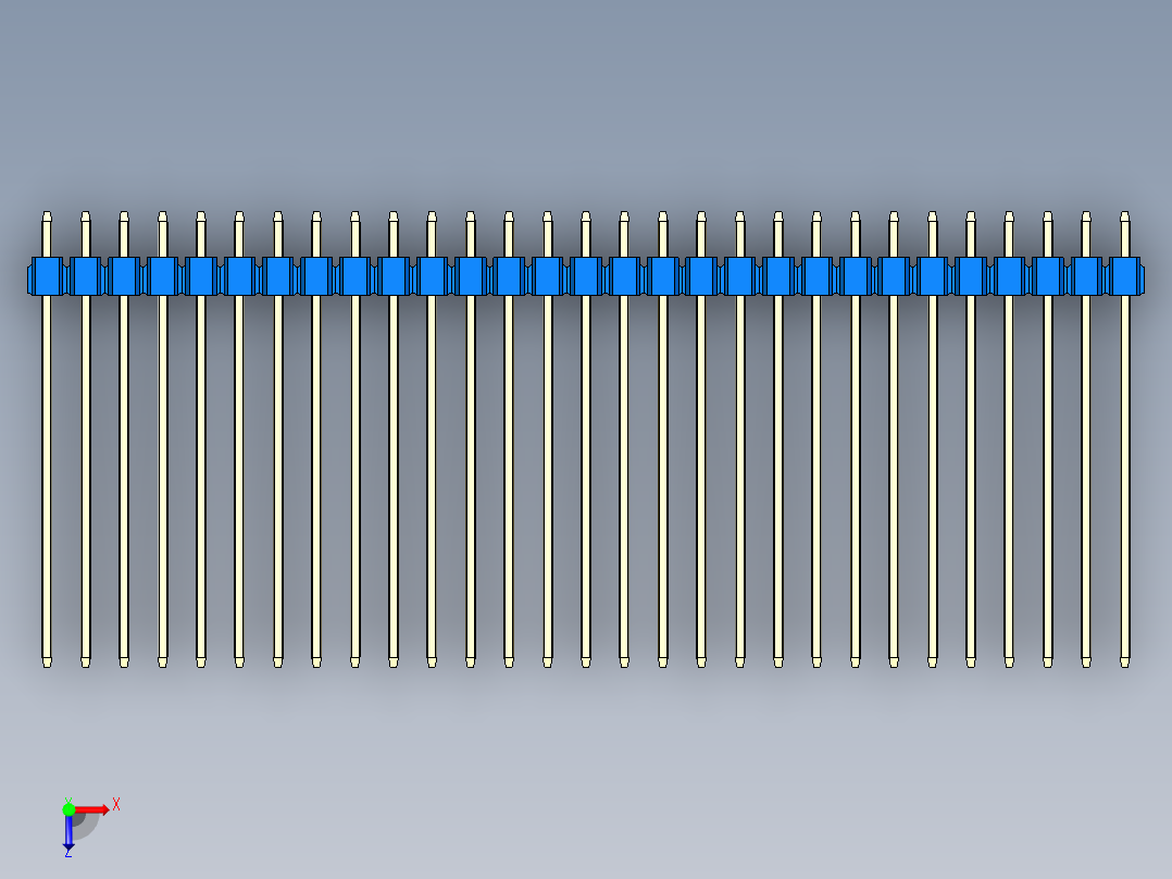 彩色公头100mil（2.54mm）系列-DS1021_blue_2x29p_100mil_Type43_rev1.0俯视图