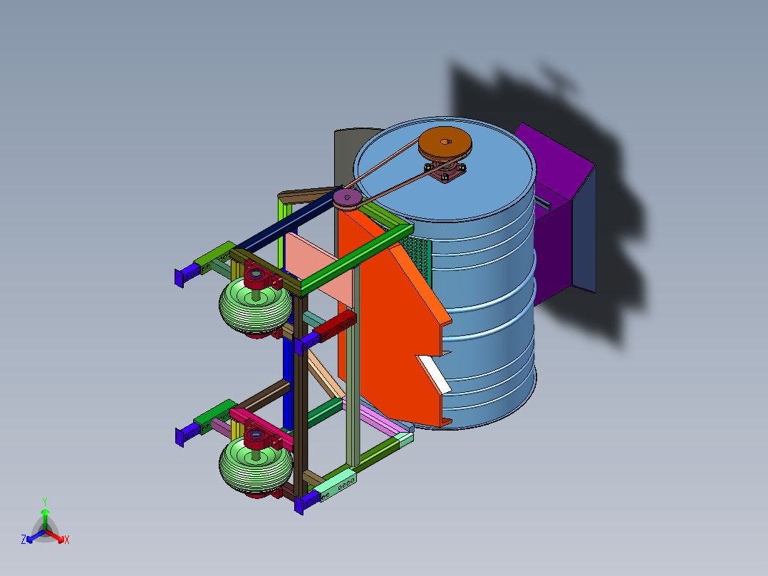 多功能玉米脱皮打碴机正等轴测图