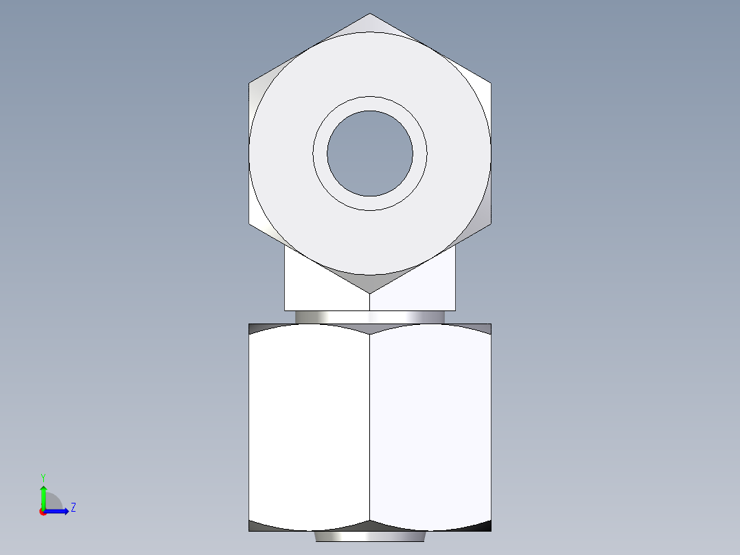 卡套式工业通用硬管接头EO_Swivel_nut_branch_tee_ET08ZLCF左视图