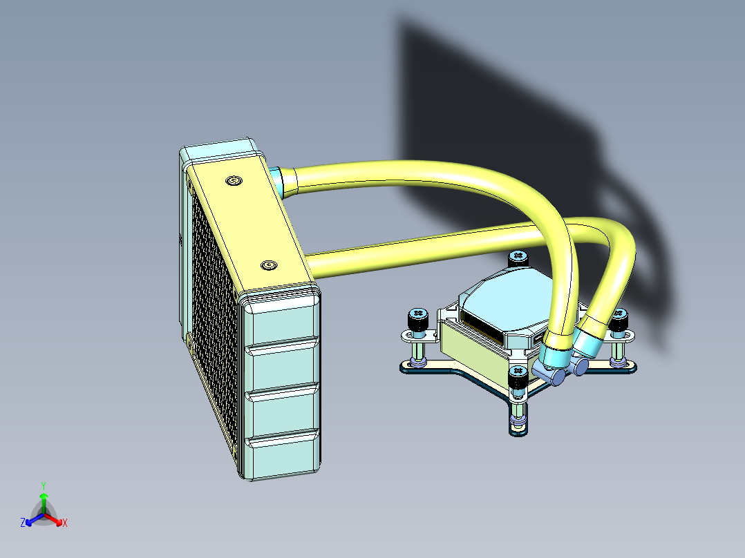 Corsair H80I液体CPU冷却器正等轴测图