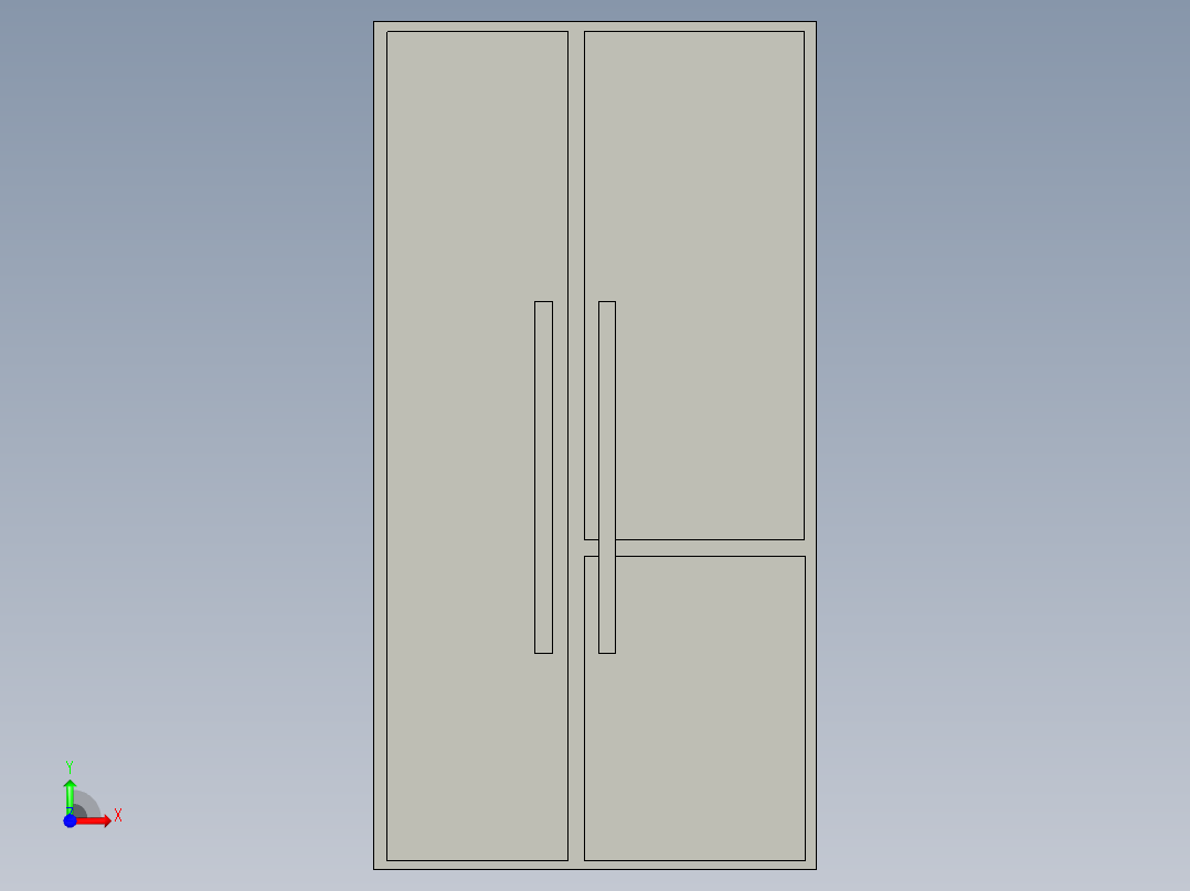 对开门冰箱前视图