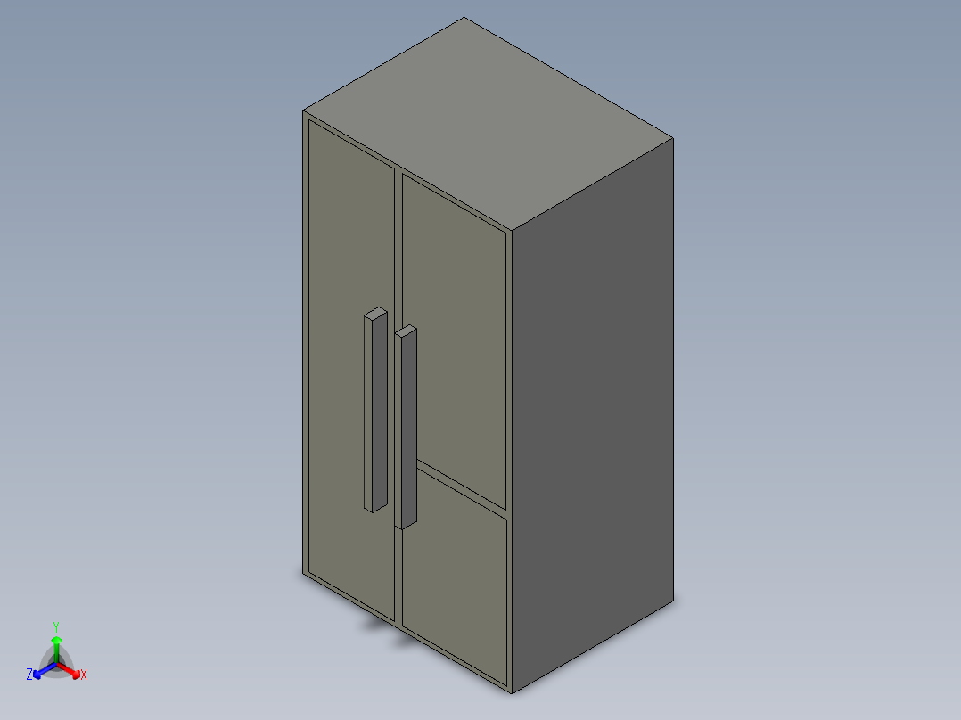 对开门冰箱正等轴测图