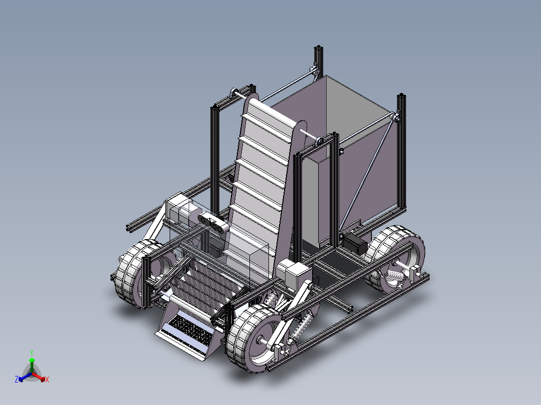 沙滩垃圾自动清理车sw16可编辑正等轴测图