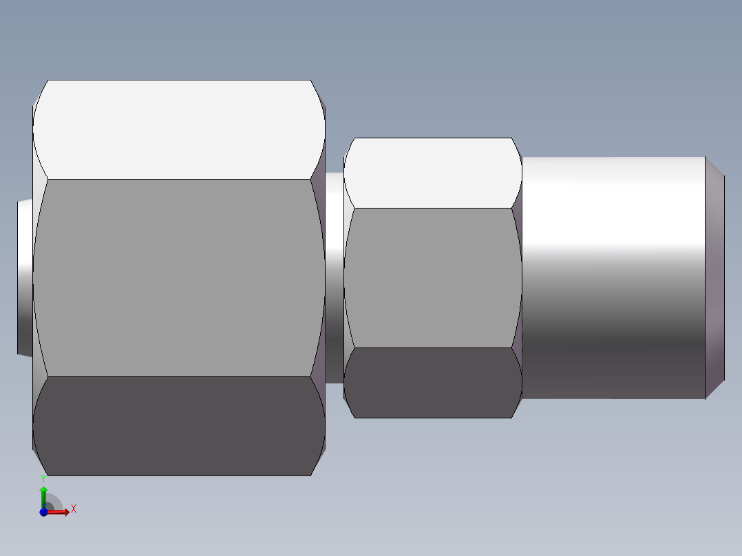 直通变径接头、2C-12-14前视图