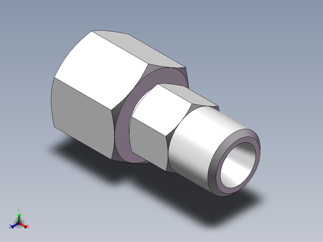 直通变径接头、2C-12-14正等轴测图
