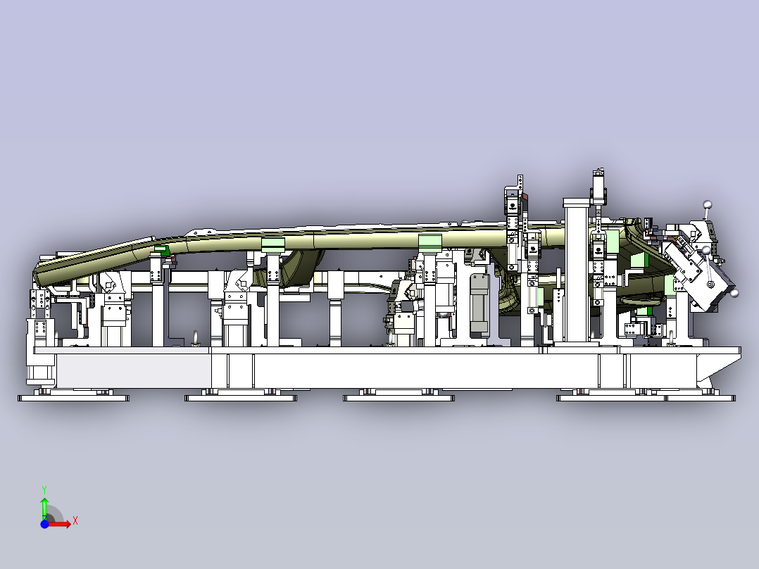 一款侧围外板焊接夹具设计前视图
