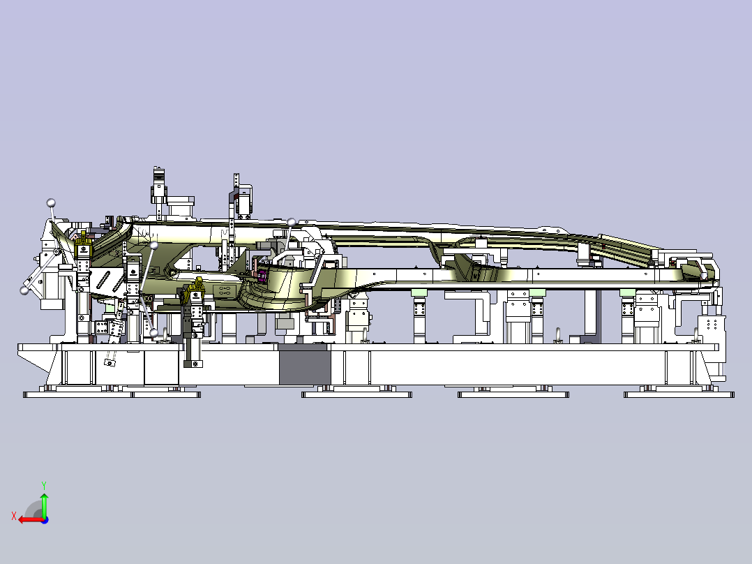 一款侧围外板焊接夹具设计后视图