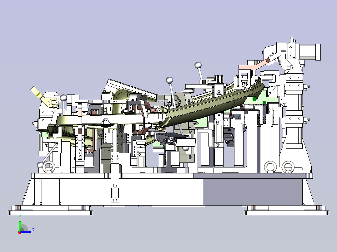 一款侧围外板焊接夹具设计左视图