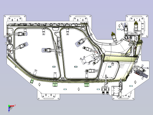 一款侧围外板焊接夹具设计俯视缩略图
