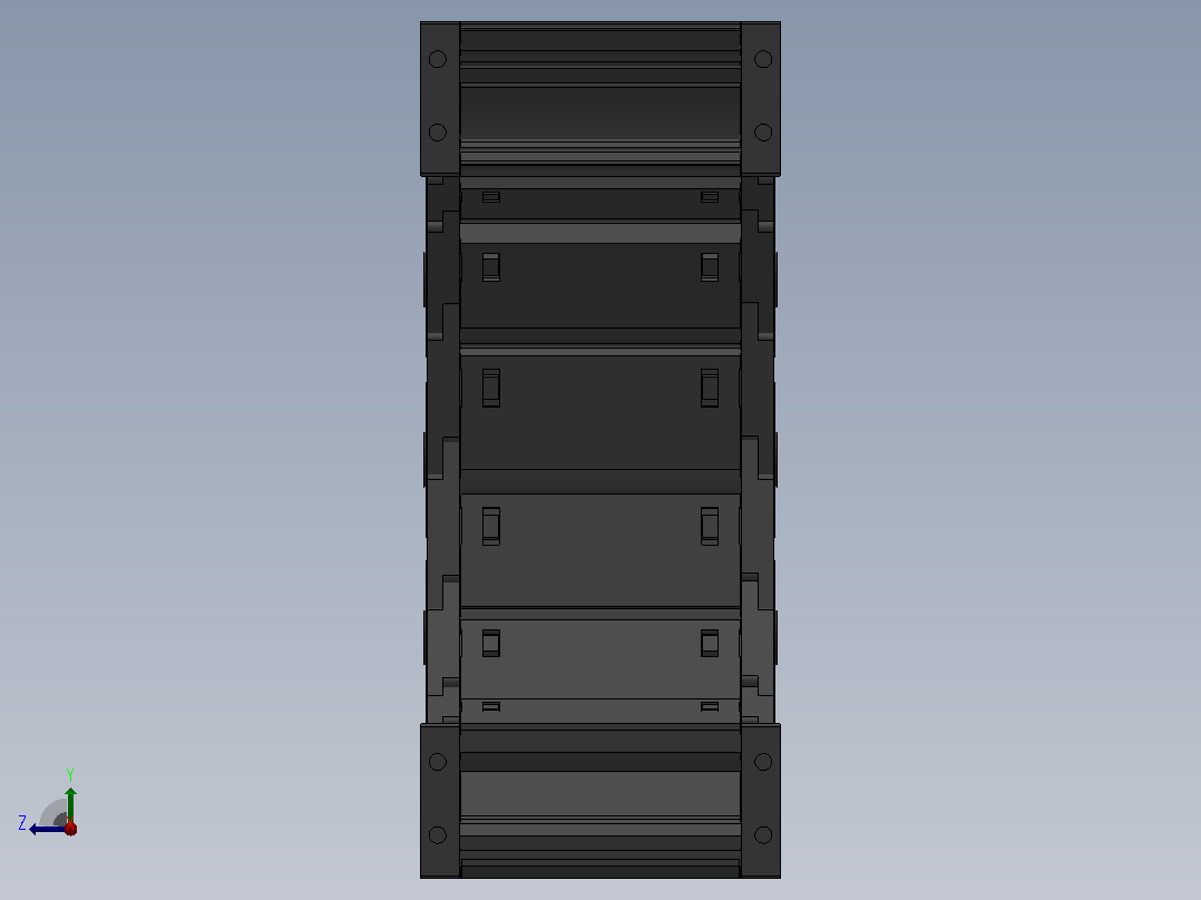 弯曲半径125内高35两侧打开型封闭式拖链_DMD35CD-35-100-125R-30右视图