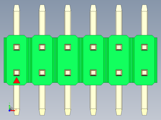 彩色公排针 100mil 2.54mm 系列-DS1022_green_12p_100mil_TypeSMT_rev1.0前视缩略图