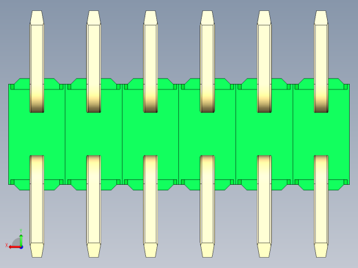 彩色公排针 100mil 2.54mm 系列-DS1022_green_12p_100mil_TypeSMT_rev1.0后视缩略图