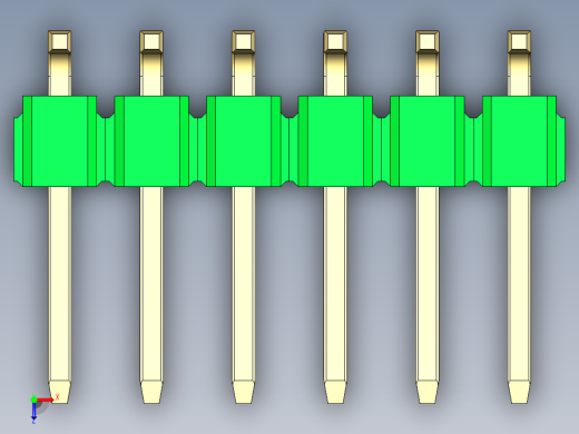 彩色公排针 100mil 2.54mm 系列-DS1022_green_12p_100mil_TypeSMT_rev1.0俯视缩略图