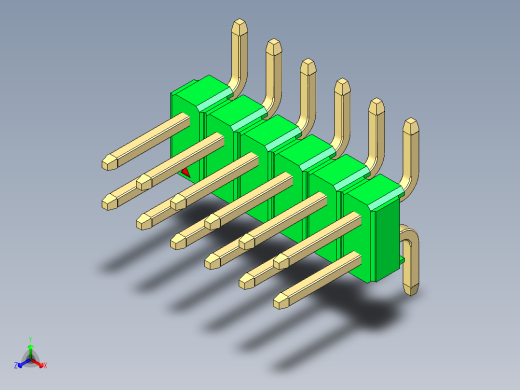 彩色公排针 100mil 2.54mm 系列-DS1022_green_12p_100mil_TypeSMT_rev1.0正等轴测缩略图