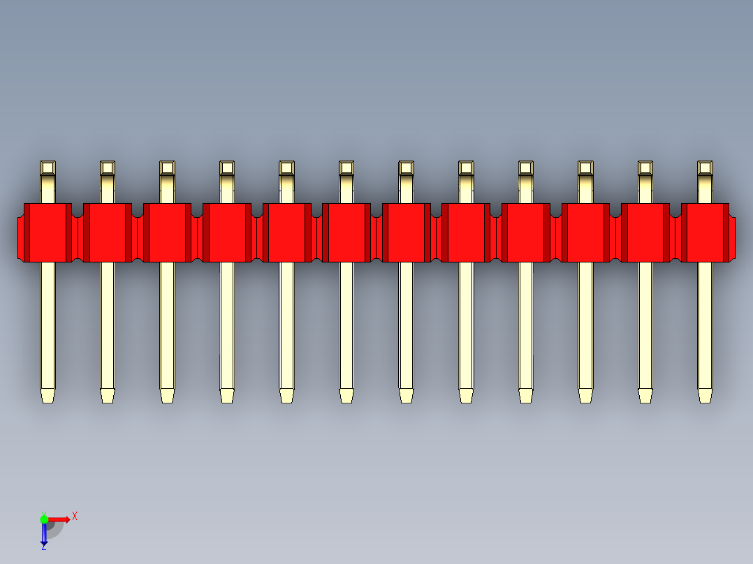 彩色公排针 100mil 2.54mm 系列-DS1022_red_24p_100mil_TypeSMT_rev1.0俯视图