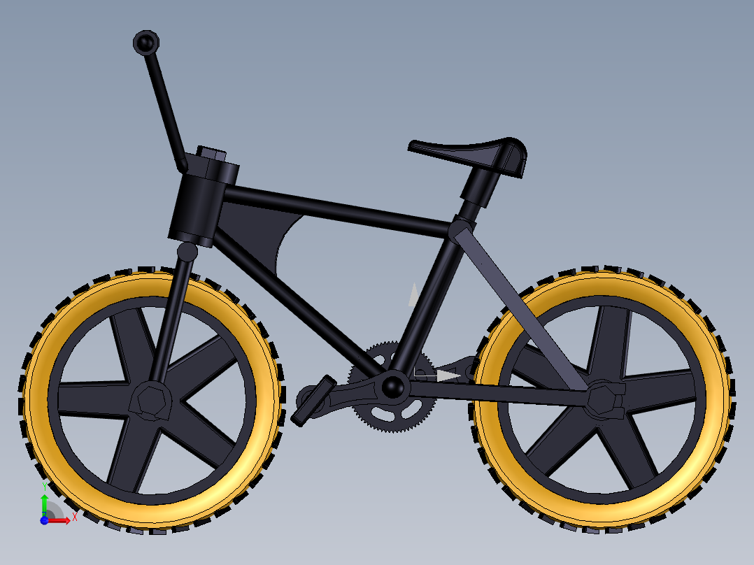 2---自行车STEP三维图纸模型设计图纸前视图