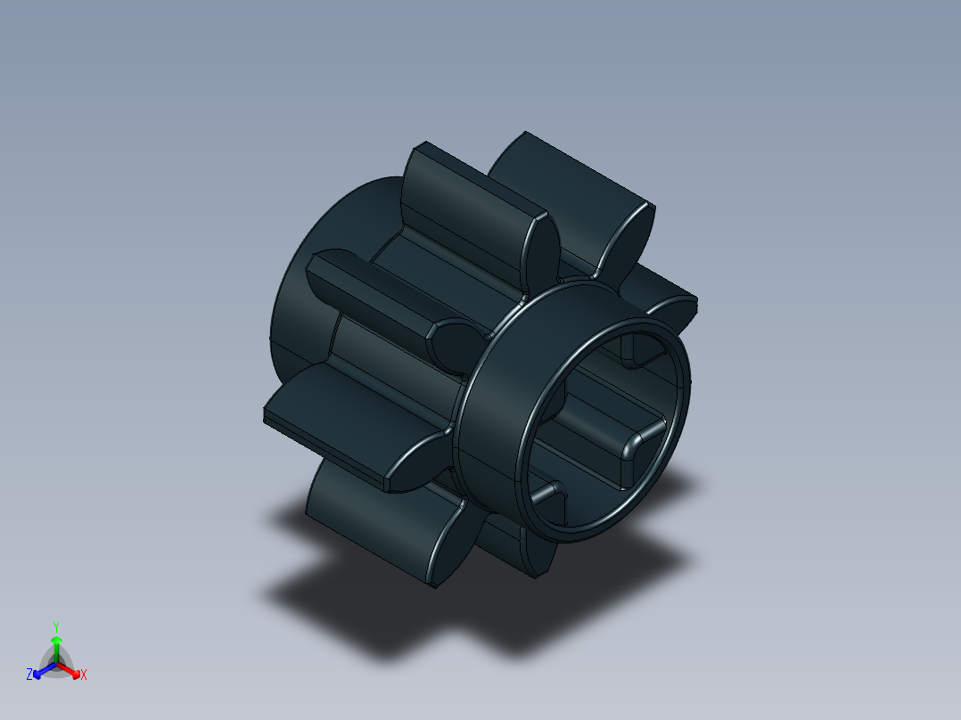 3647 - 4120181 Black Technic Gear 8 Tooth.STEP主视图