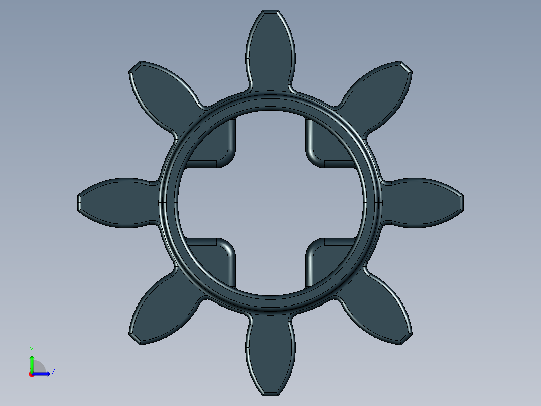 3647 - 4120181 Black Technic Gear 8 Tooth.STEP左视图