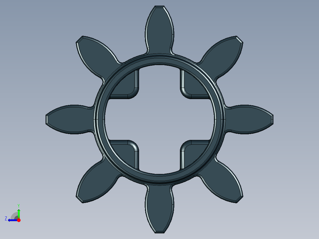 3647 - 4120181 Black Technic Gear 8 Tooth.STEP右视图