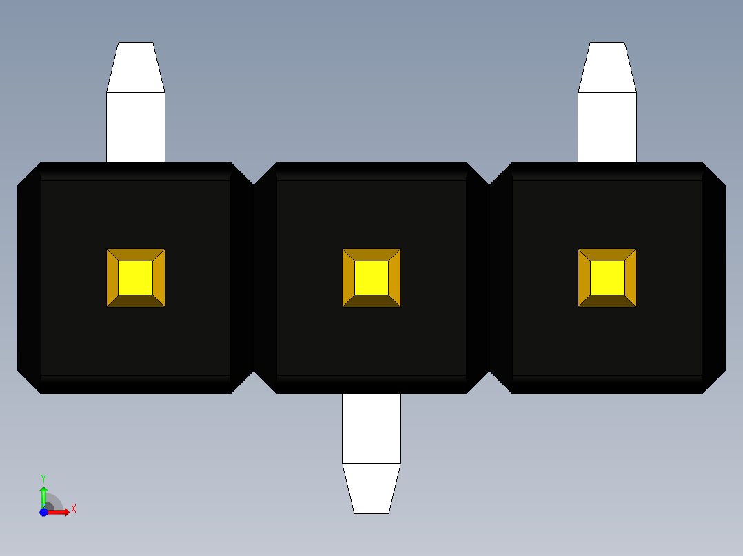 引脚接头-引脚接头-接头-连接器SMD间距2.54毫米，用于回流焊的印刷电路板上前视图