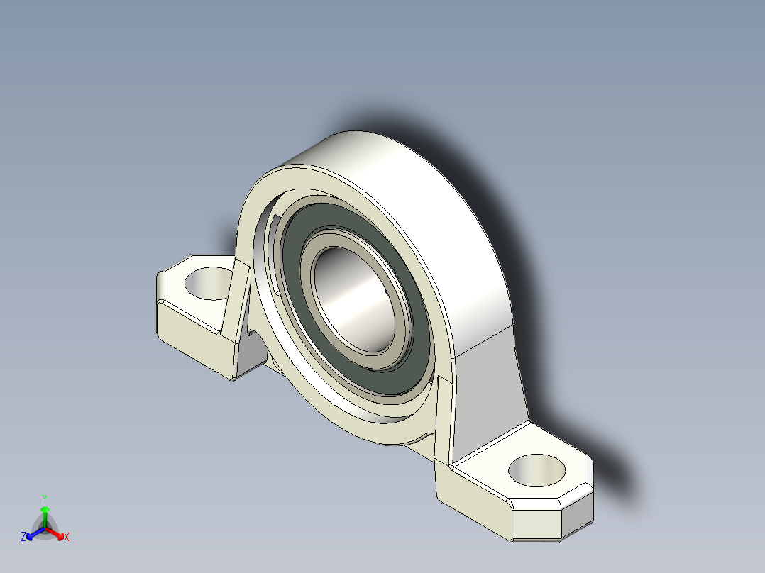 KP004立式轴承20mm自调心立式法兰轴承供正等轴测图