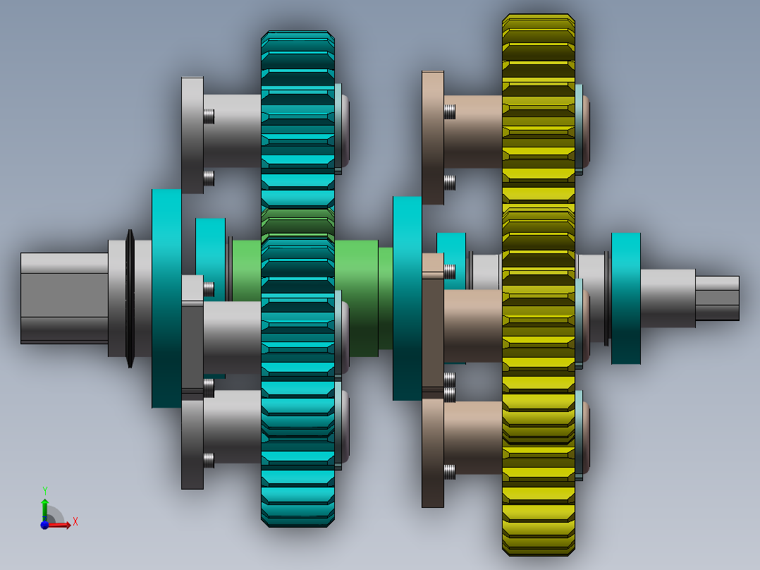 二级行星齿轮减速器（sw12可编辑+cad+仿真视频）前视图