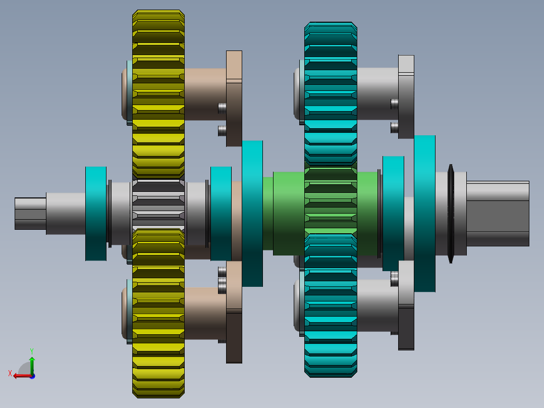 二级行星齿轮减速器（sw12可编辑+cad+仿真视频）后视图