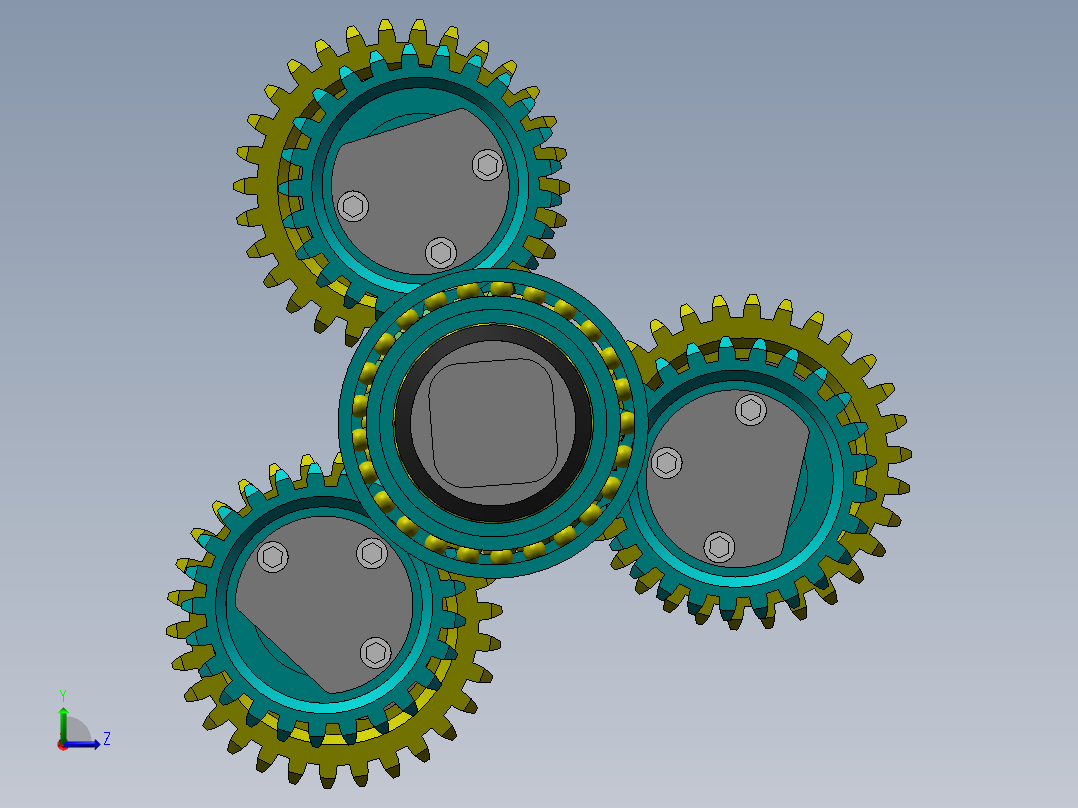二级行星齿轮减速器（sw12可编辑+cad+仿真视频）左视图