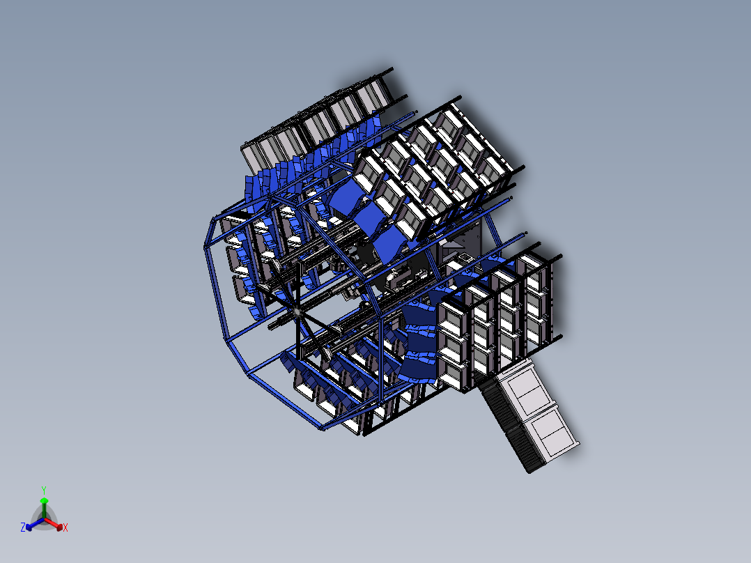 圆型多层旋转多功能设备  sw19正等轴测图