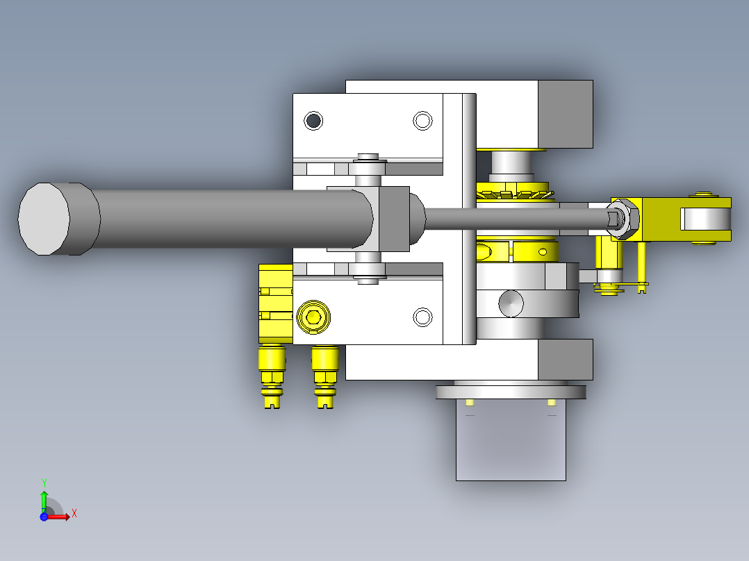 基于气缸的间歇旋转驱动俯视图