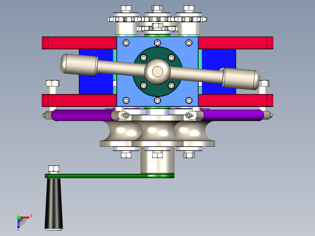 机床手动控制机构俯视图