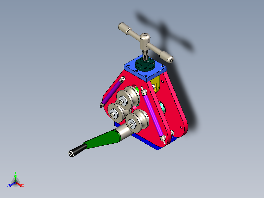 机床手动控制机构正等轴测图