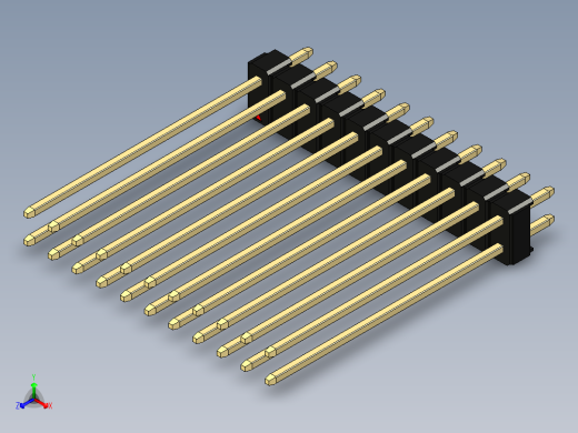 彩色公头100mil（2.54mm）系列-DS1021_black_2x11p_100mil_Type43_rev1.0正等轴测缩略图