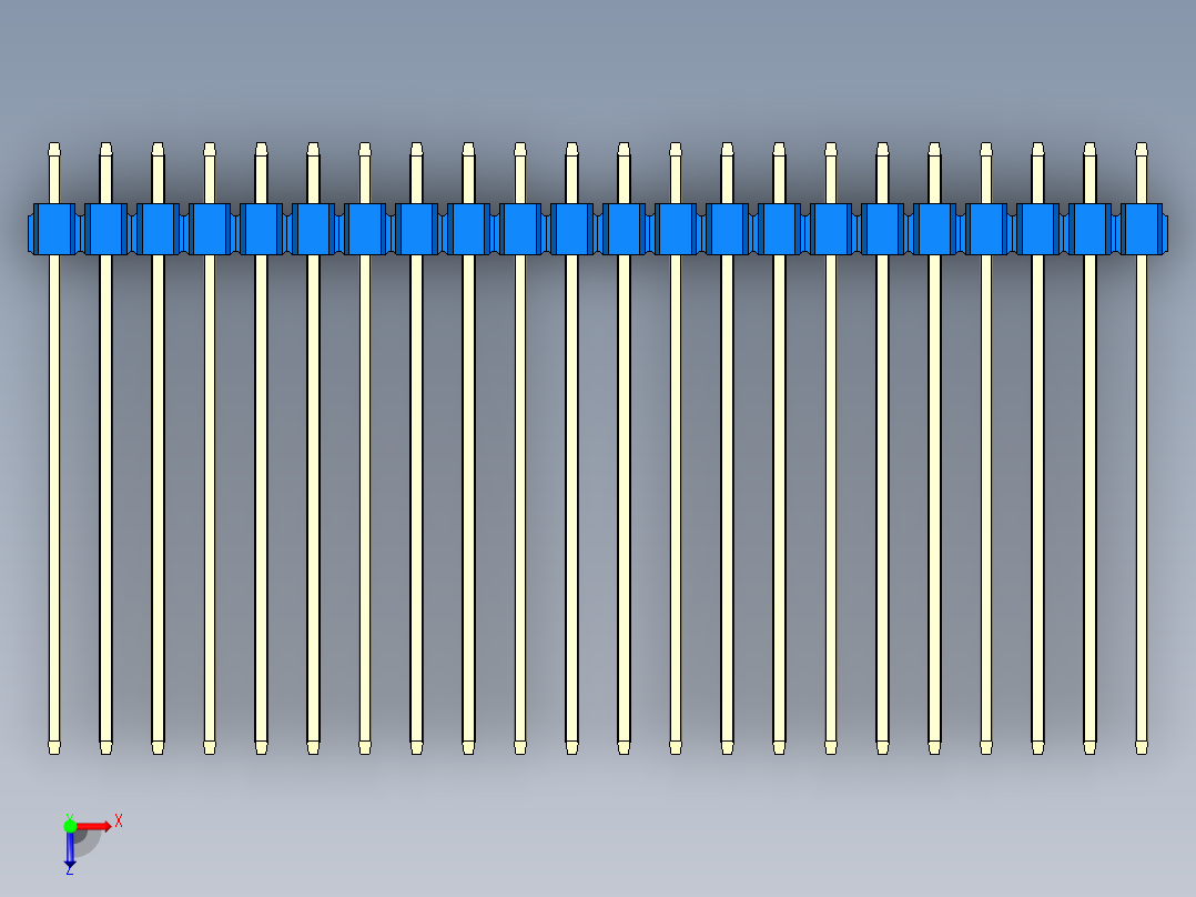 彩色公头100mil（2.54mm）系列-DS1021_blue_2x22p_100mil_Type43_rev1.0俯视图