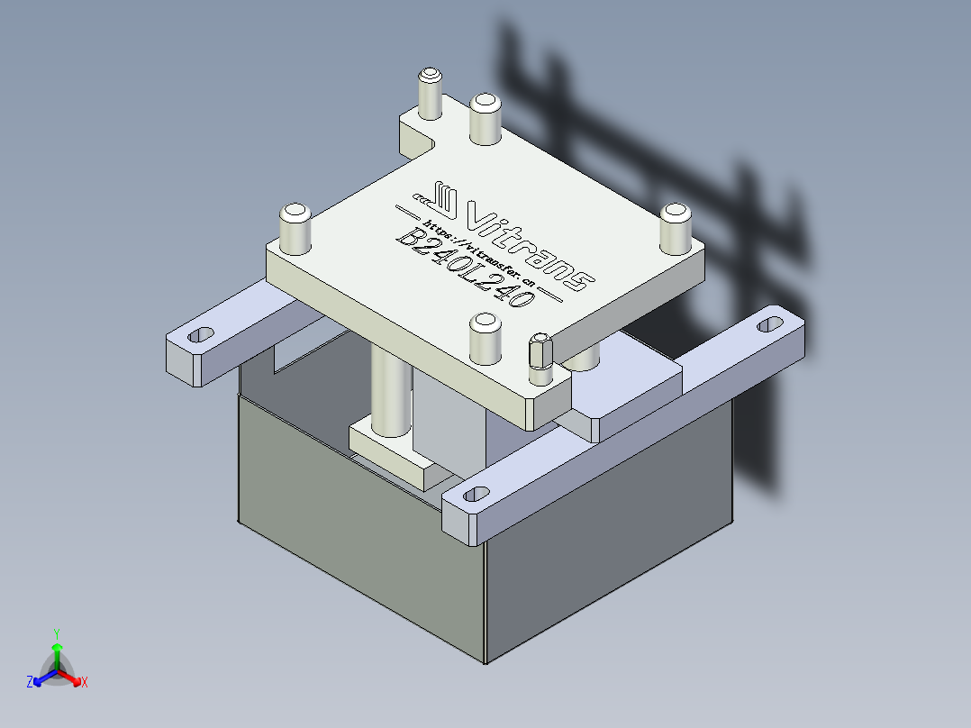 顶升定位240×240mm正等轴测图