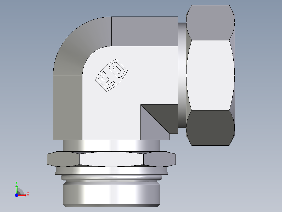 卡套式工业通用硬管接头EO_Adjustable_Locknut_elbow_WEE42LMORCF前视图