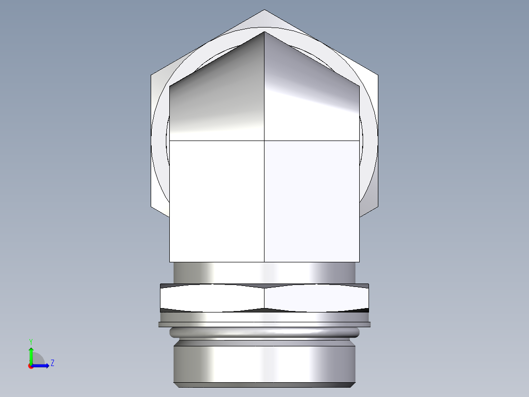卡套式工业通用硬管接头EO_Adjustable_Locknut_elbow_WEE42LMORCF左视图