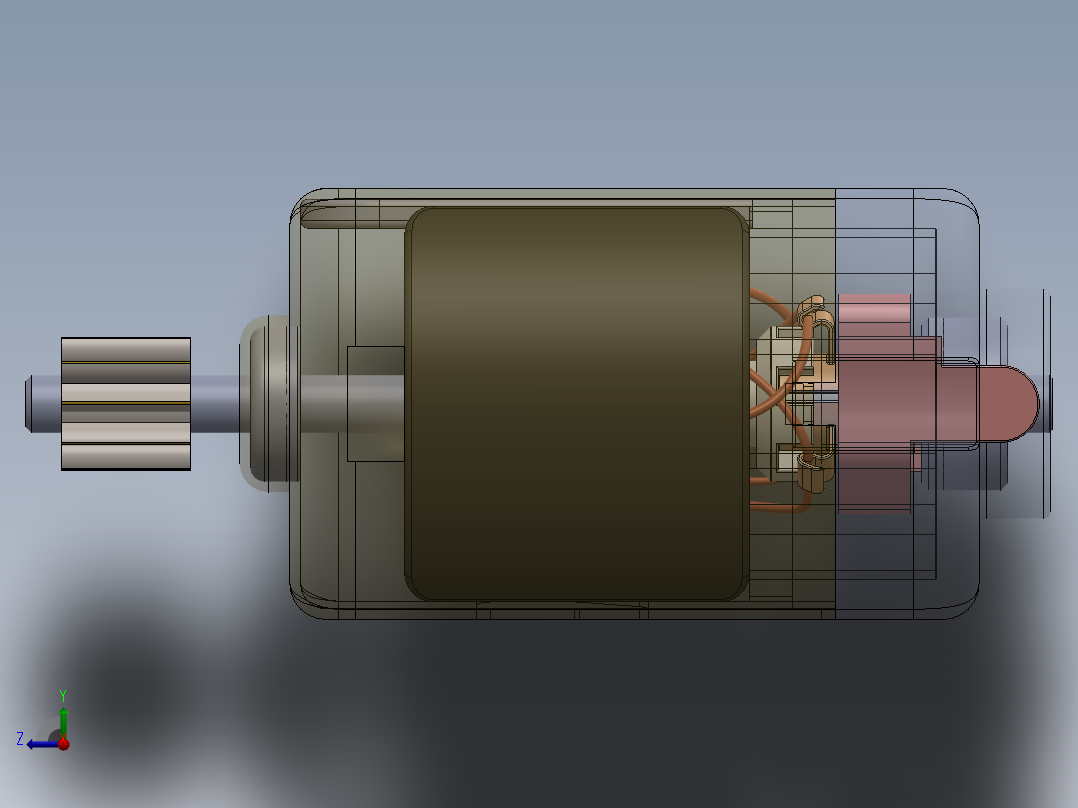 有刷直流电动机右视图