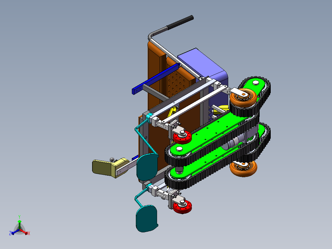 轮履切换轮椅正等轴测图