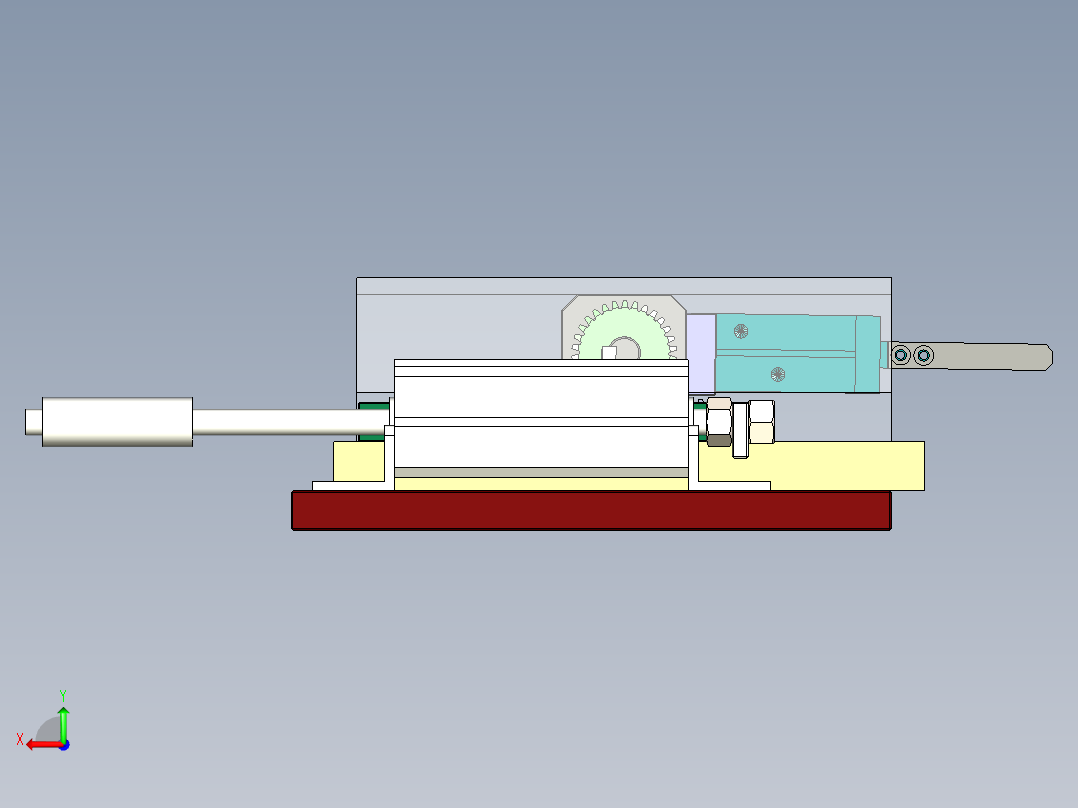 齿轮齿条翻转机构后视图