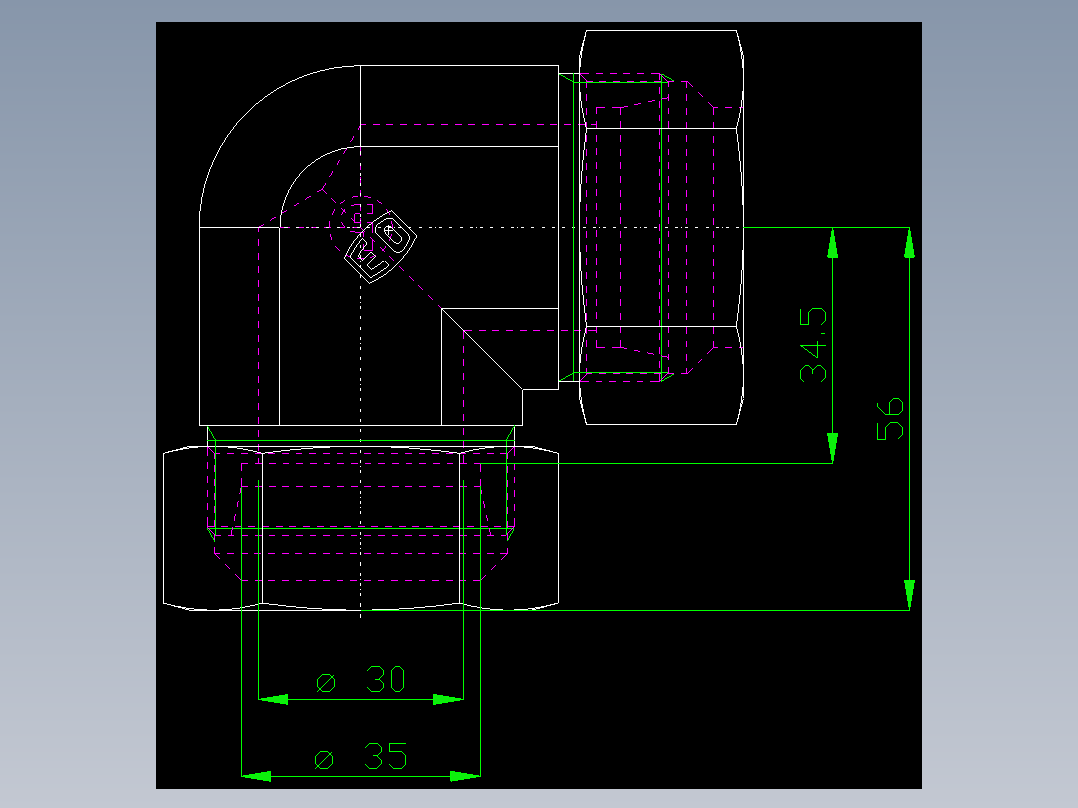 PARKER管接头EO Union elbow W35L71_front