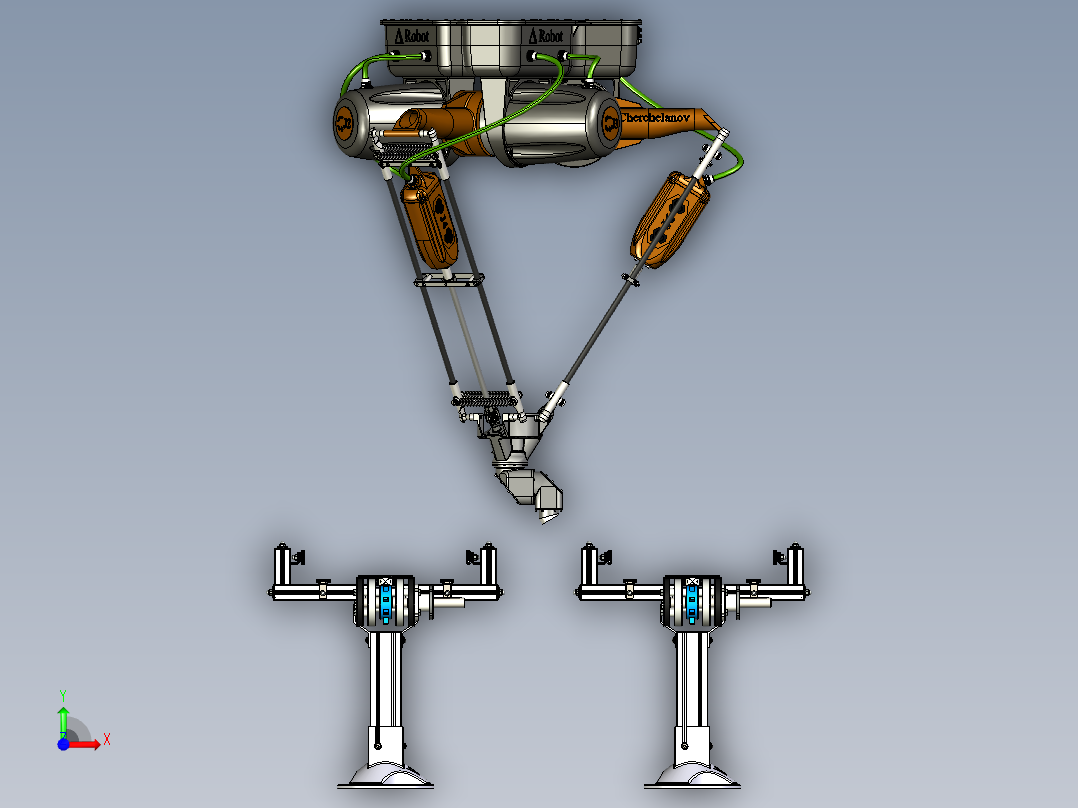 三角洲机器人输送机 SW设计前视图