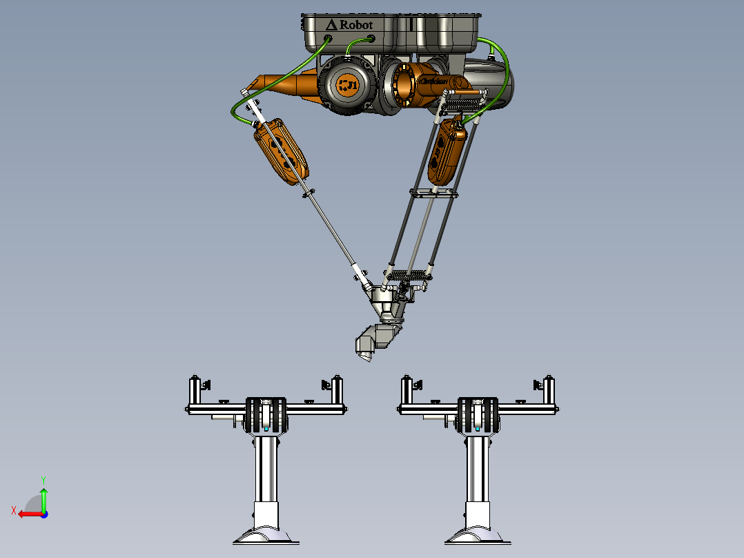 三角洲机器人输送机 SW设计后视图