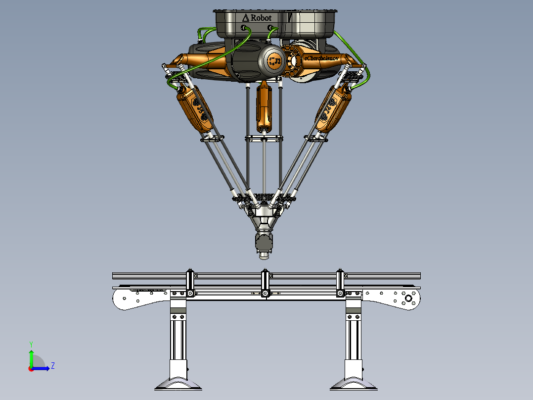 三角洲机器人输送机 SW设计左视图