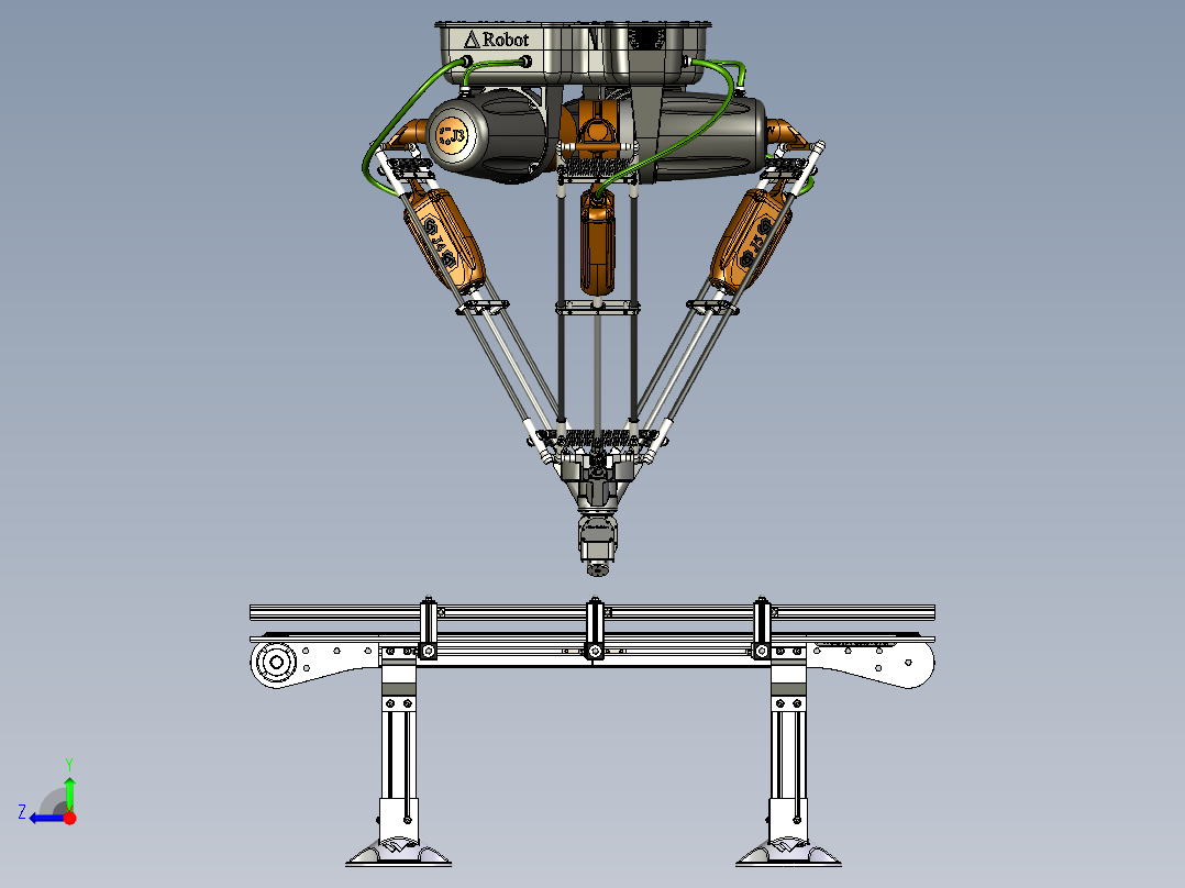 三角洲机器人输送机 SW设计右视图