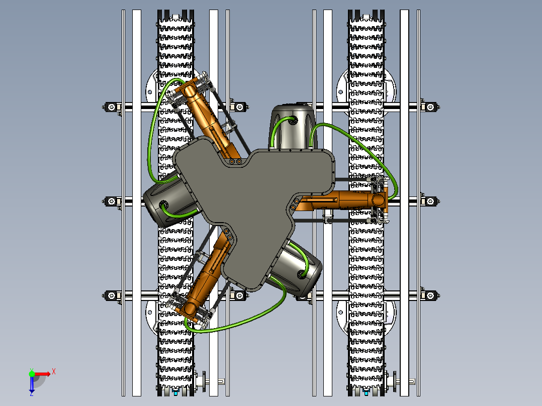 三角洲机器人输送机 SW设计俯视图