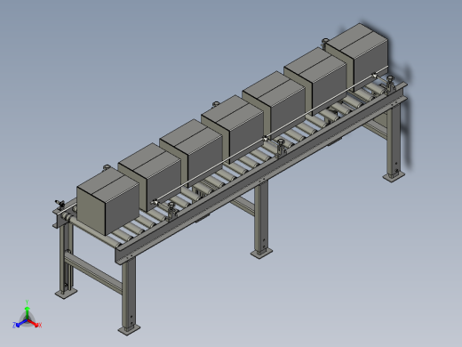 O型圈驱动滚轮输送机正等轴测缩略图