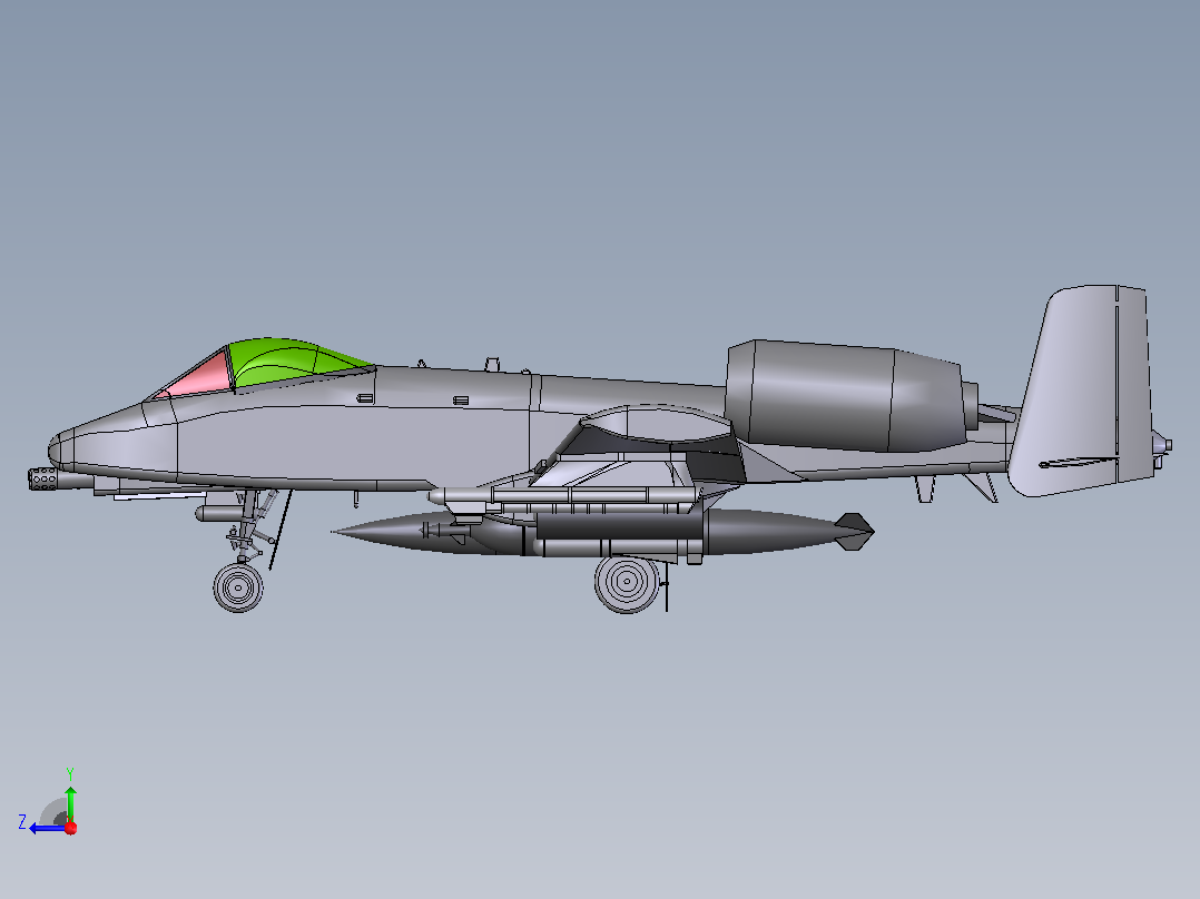 A-10攻击机模型右视图
